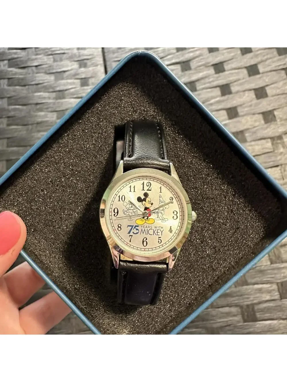 75 Years With Mickey Commemorative Watch with Black Leather Strap